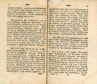 Rozprawa <em>O Towarzystwach Uczonych</em>, opublikowana w tomie pierwszym <em>Rocznika Towarzystwa Naukowego z Uniwersytetem Krakowskim połączonego</em> z roku 1817, strony 16-17